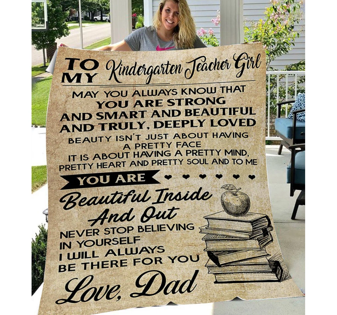 Throw Blanket, Quilt - Family To My Daughter My Kindergarten Teacher Girl Sherpa Fleece
