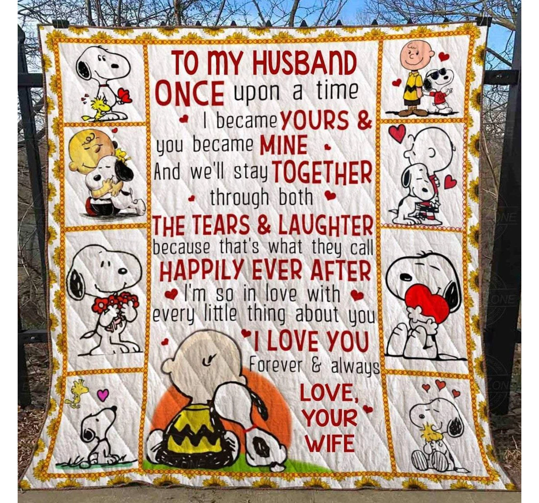 Throw Blanket, Quilt - To My Husband Family Snoopy To My Husband Once Upon A Time Sherpa Fleece