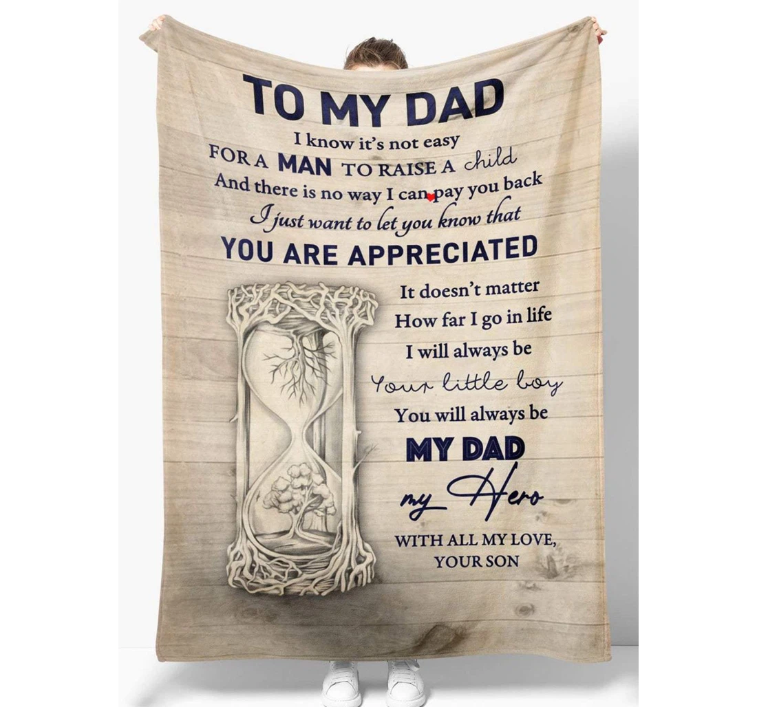 Throw Blanket, Quilt - Family To My Dad It's Not Easy To Raise A Child Sherpa Fleece