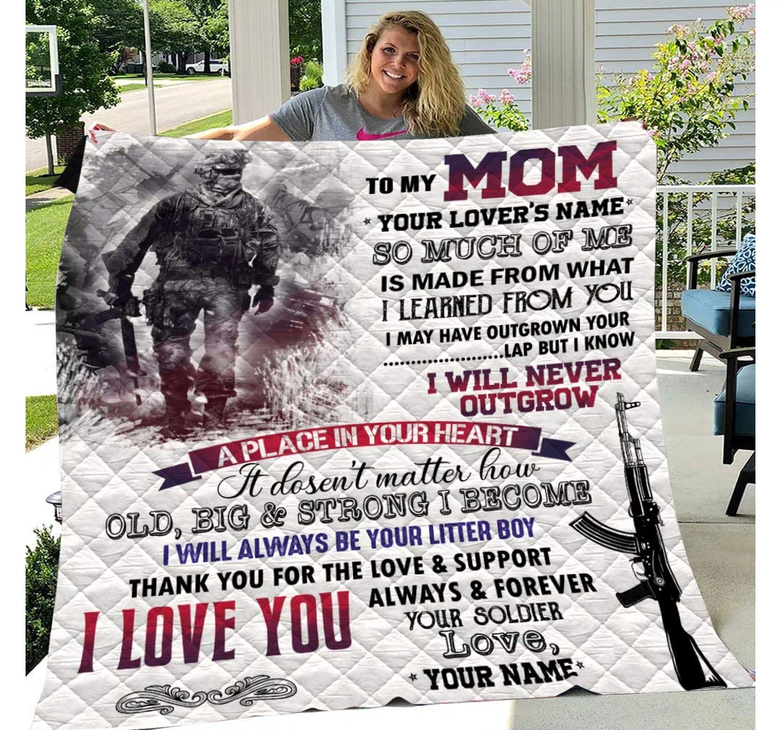 Throw Blanket, Quilt - To My Mom Family To My Mom A Place In Your Heart I Love You Sherpa Fleece