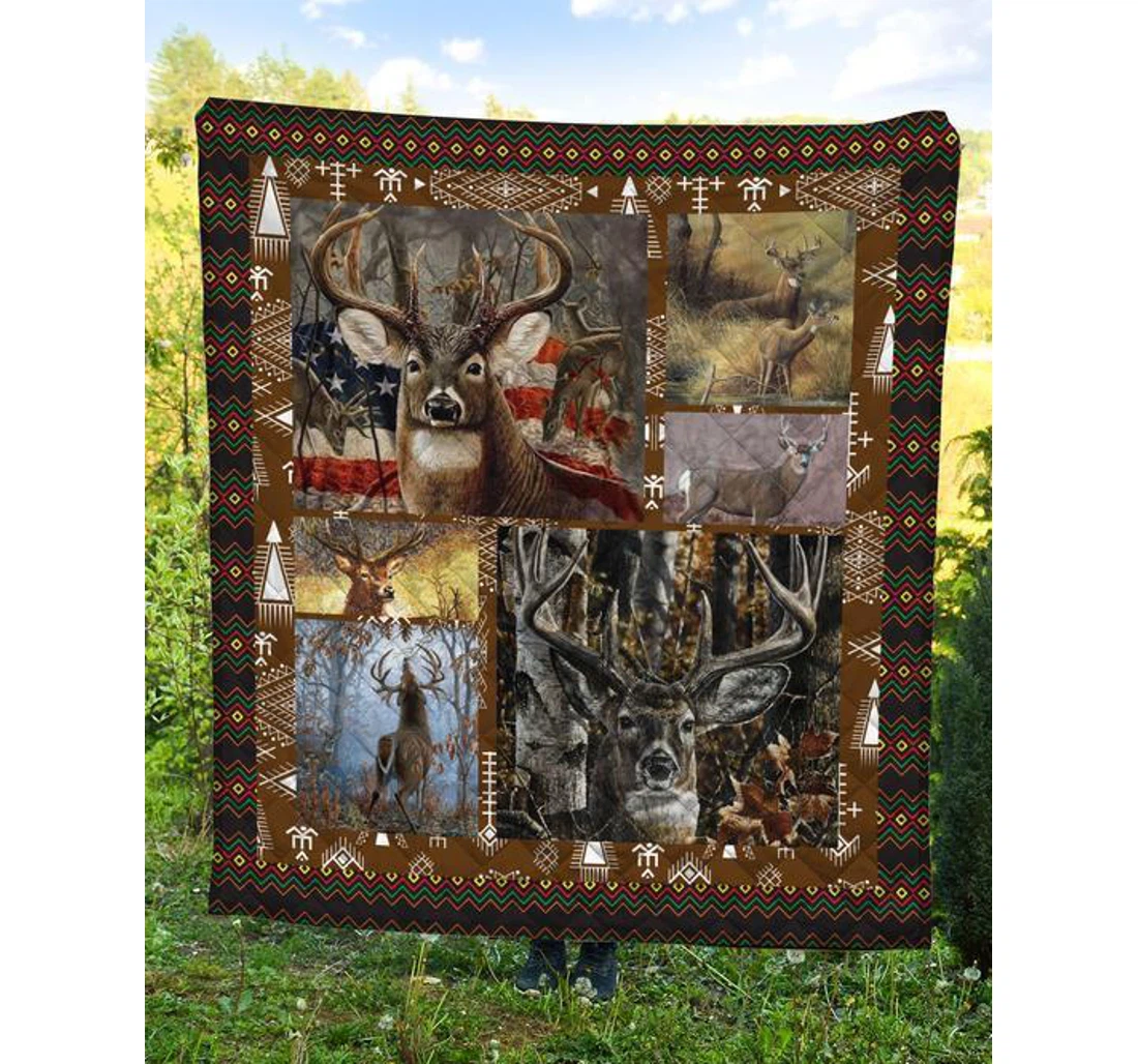 Throw Blanket, Quilt - Deer Hunting Happy To See You Dear Sherpa Fleece