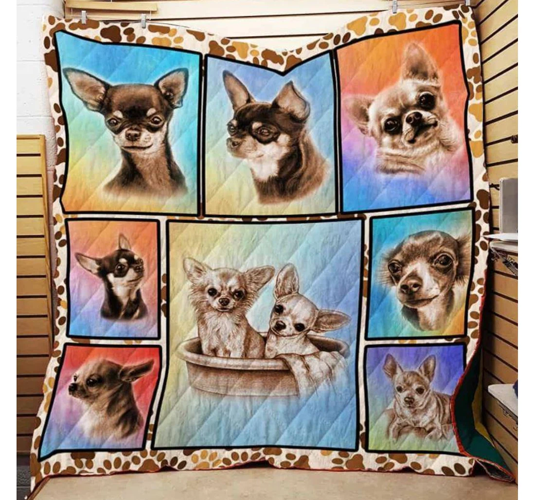 Throw Blanket, Quilt - Chihuahua I Love Chihuahua Dog Sherpa Fleece