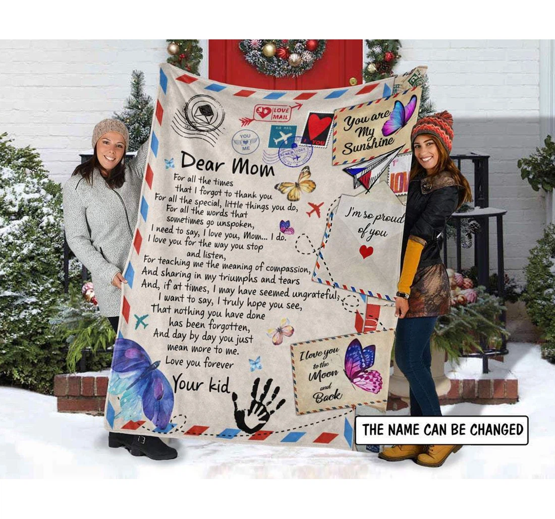 Throw Blanket, Quilt - Personalized To My Mom Family All The Time I Forgot Thank You Sherpa Fleece