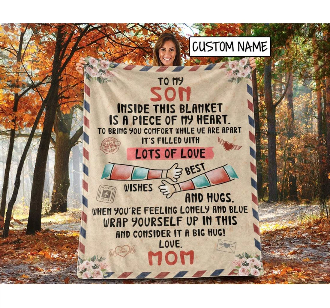 Throw Blanket, Quilt - To My Son Family Inside This Is Piece Of My Heart Sherpa Fleece