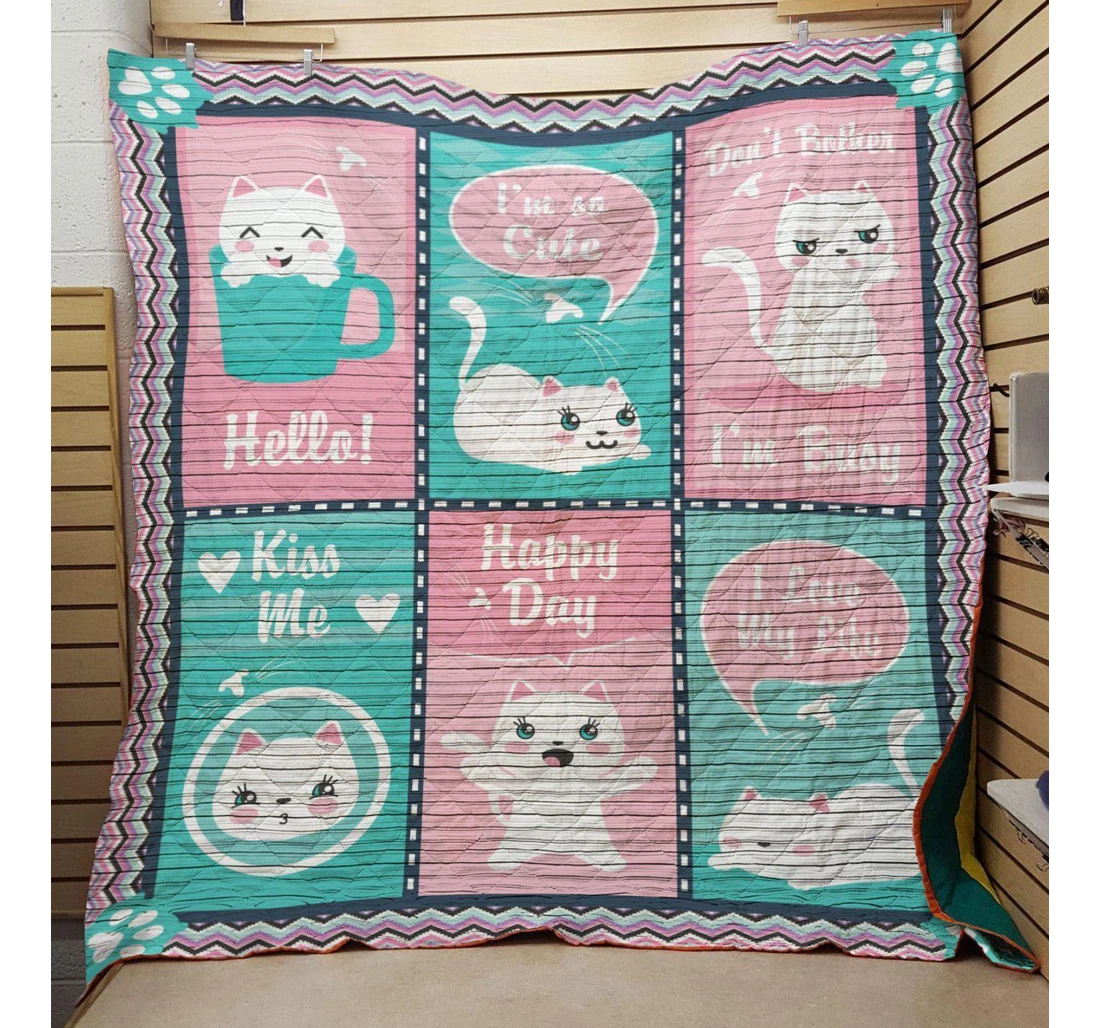 Throw Blanket, Quilt - Cat I Love My Life Sherpa Fleece