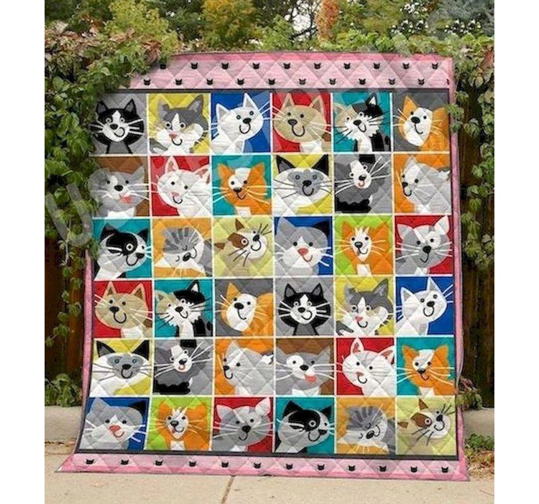 Throw Blanket, Quilt - Cat Funny Cats Sherpa Fleece