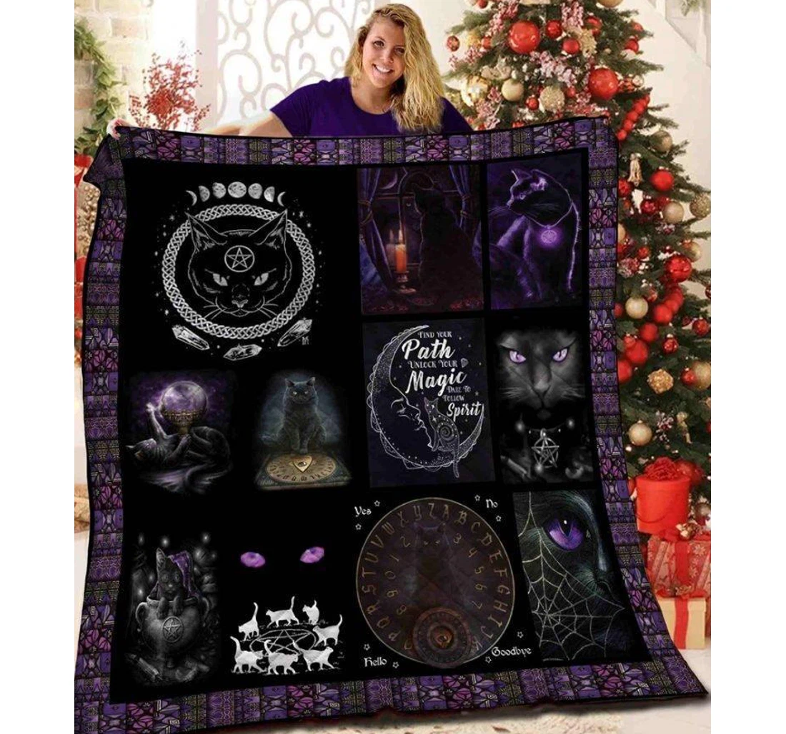 Throw Blanket, Quilt - Cat Find Your Path Sherpa Fleece