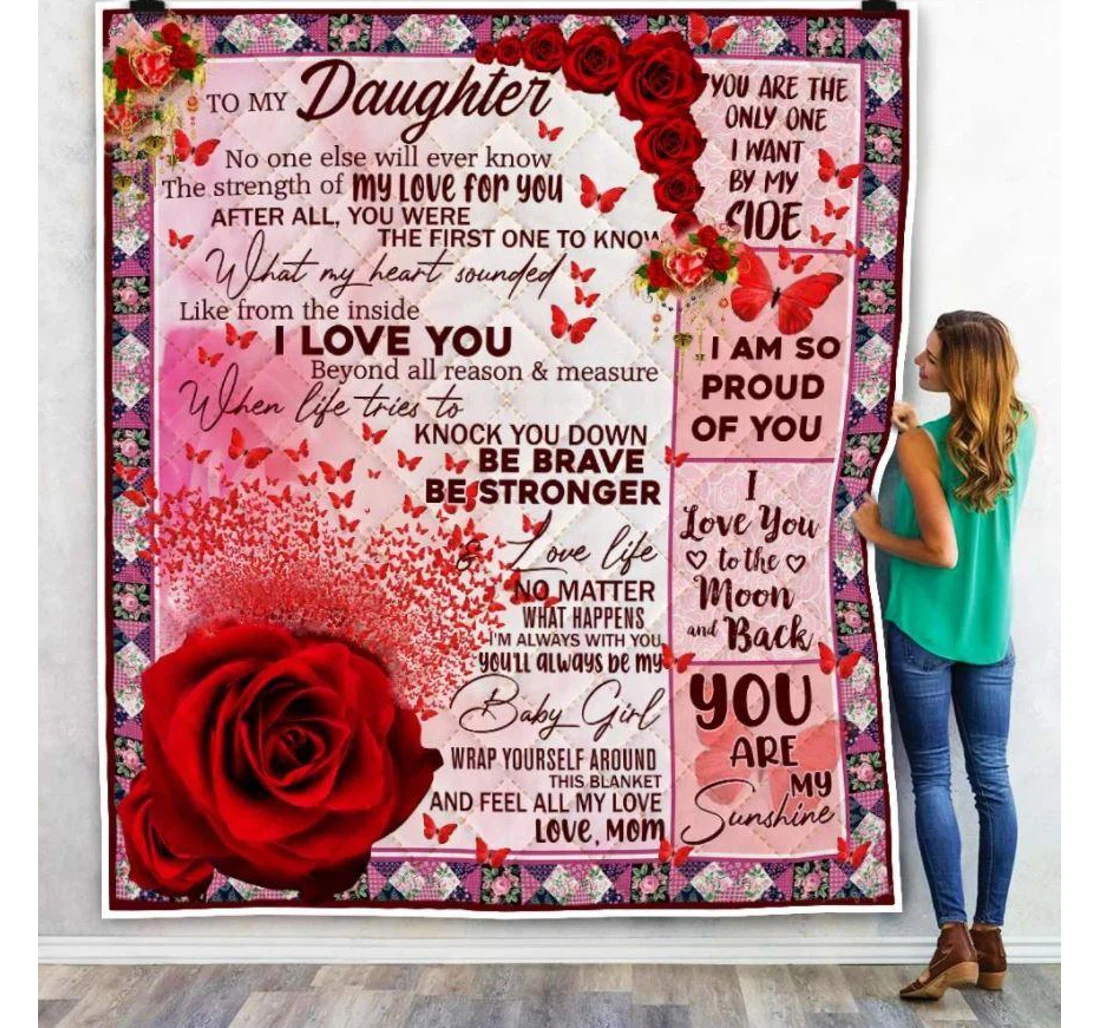 Throw Blanket, Quilt - Butterfly To My Daughter You Are The Only One Sherpa Fleece