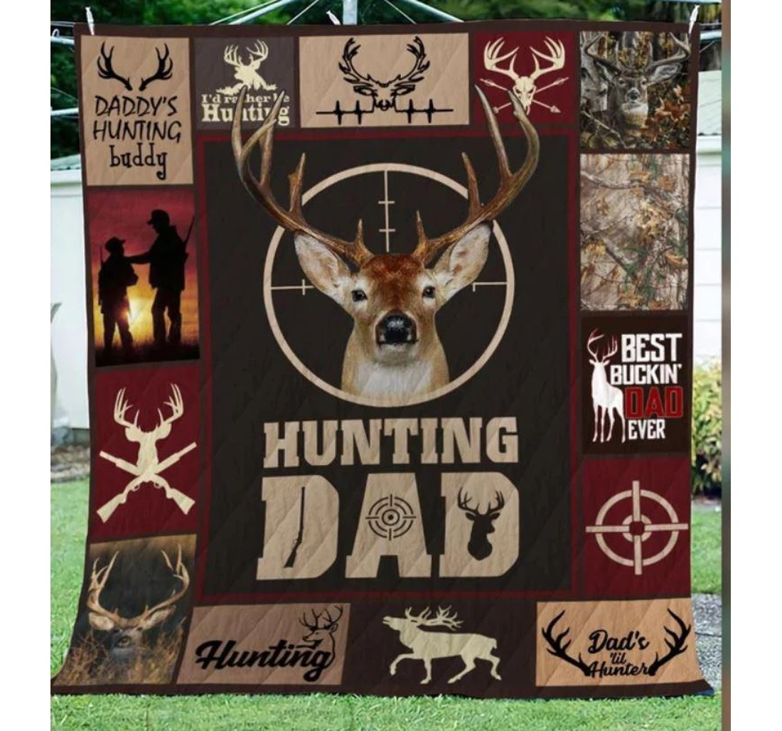 Throw Blanket, Quilt - Deer Hunting Hunting Dad Sherpa Fleece