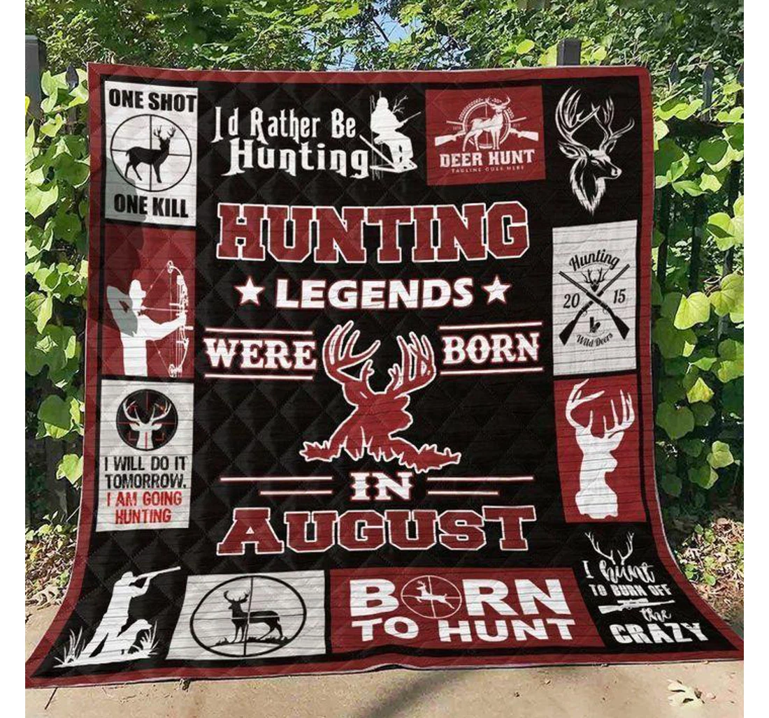 Throw Blanket, Quilt - Deer Hunting Legends Were Born In August Sherpa Fleece