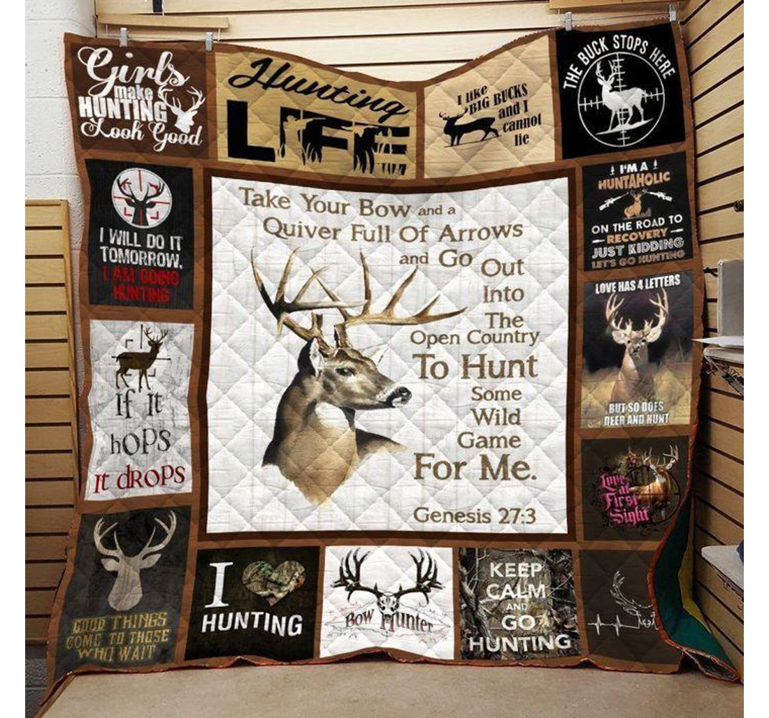 Throw Blanket, Quilt - Deer Hunting Girls Makes Hunting Look Good Sherpa Fleece