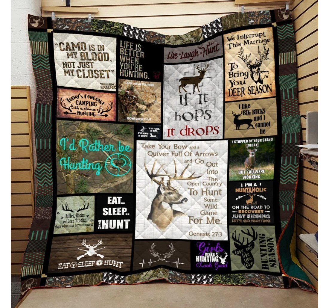 Throw Blanket, Quilt - Deer Hunting Take Your Bow And A Quiver Full Of Arrows Sherpa Fleece