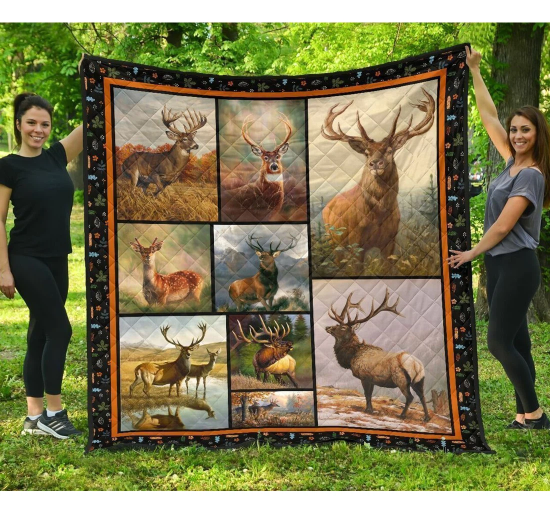 Throw Blanket, Quilt - Deer Hunting Hunting Deer Moment Sherpa Fleece