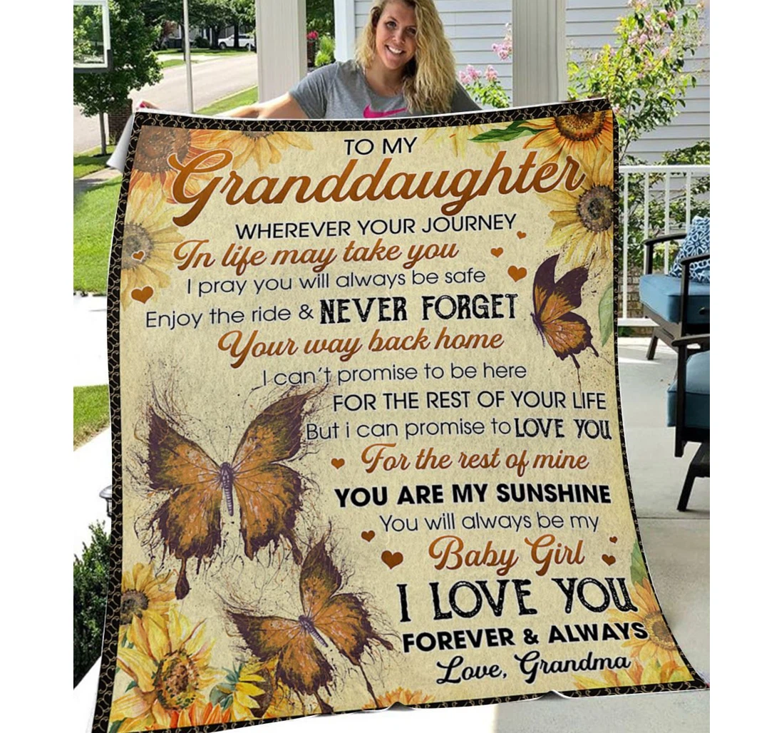 Throw Blanket, Quilt - Butterfly To My Granddaughter In Life May Take You Sherpa Fleece