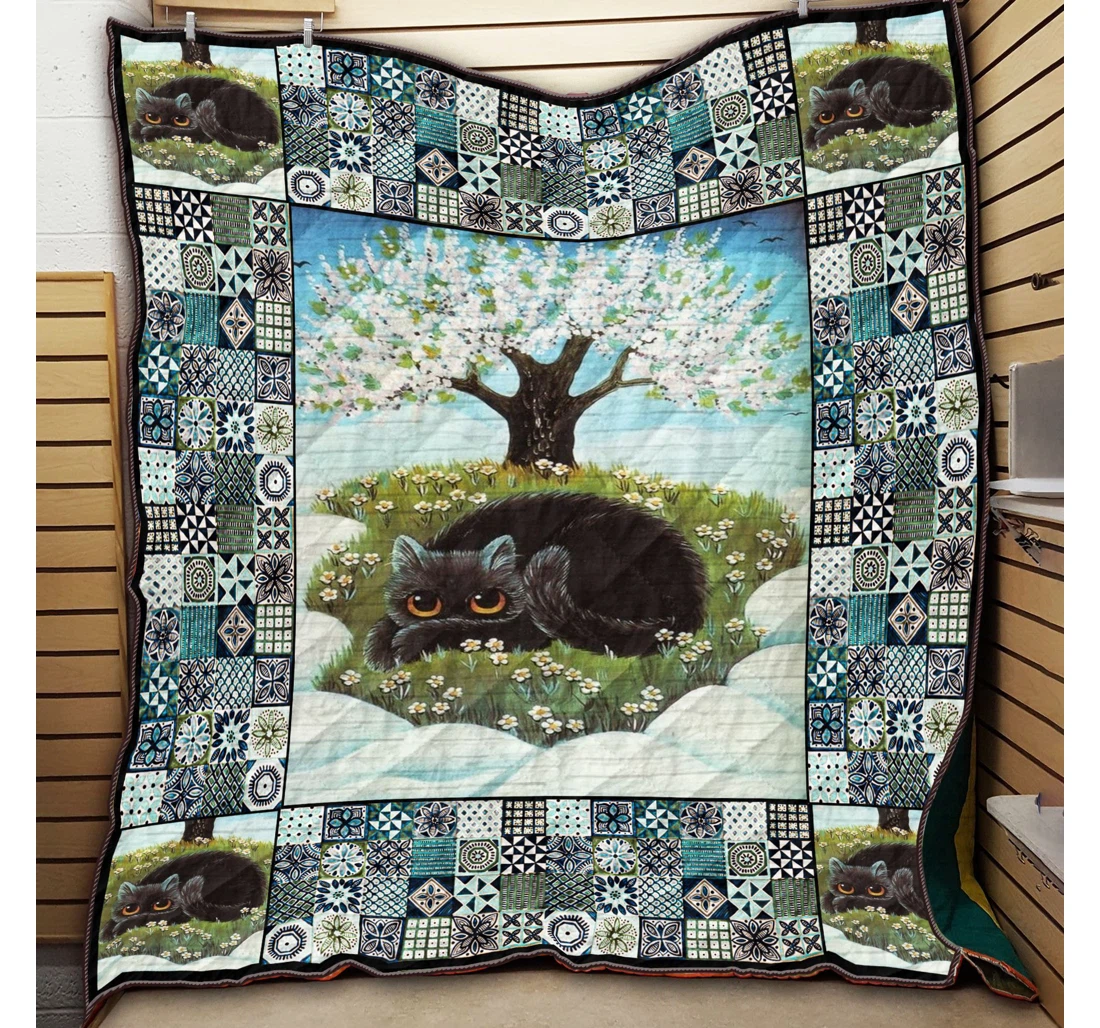 Throw Blanket, Quilt - Cat Spring Season Sherpa Fleece