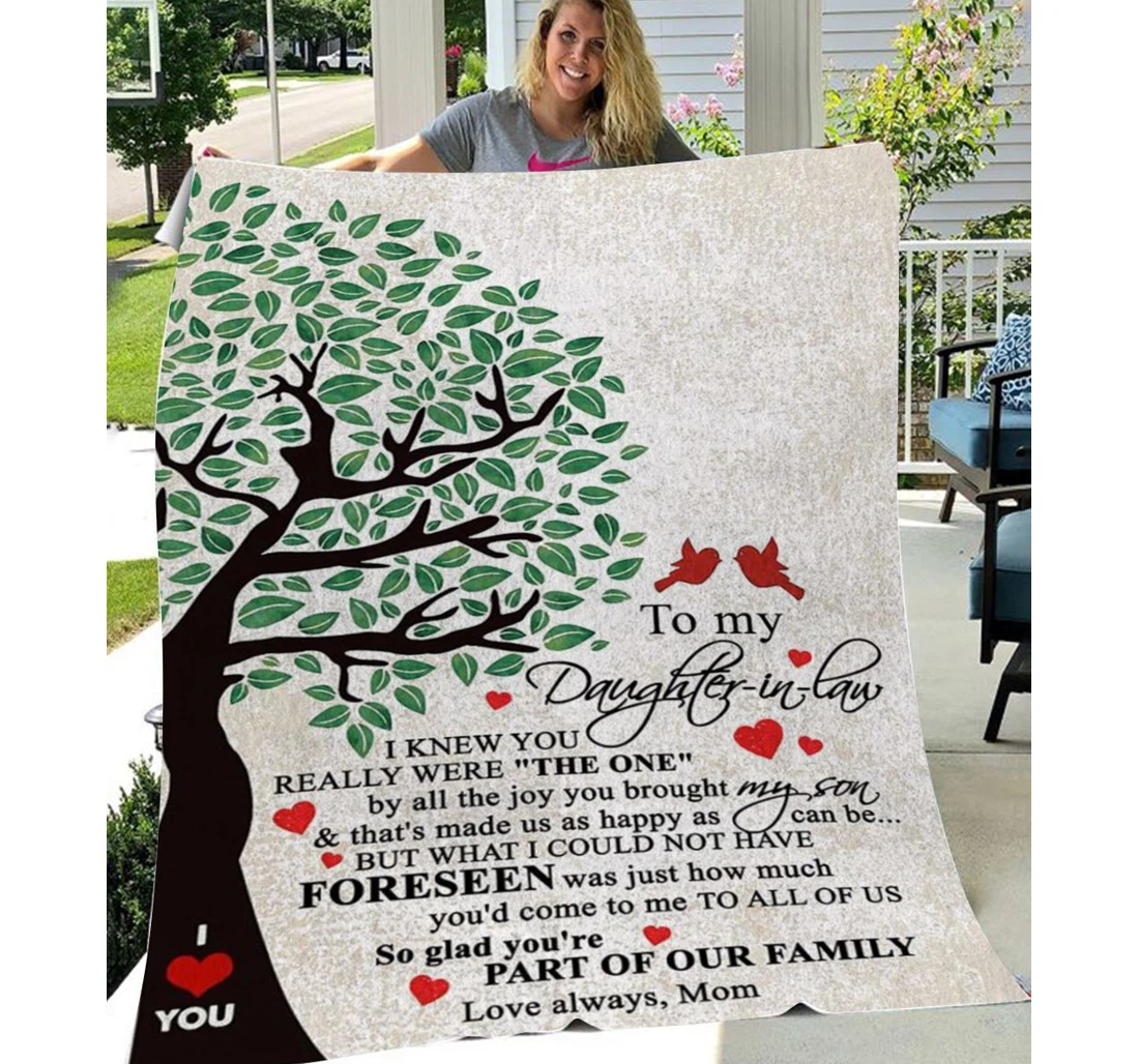 Throw Blanket, Quilt - Family To My Daughter-in-law You're Part Of Our Family Sherpa Fleece