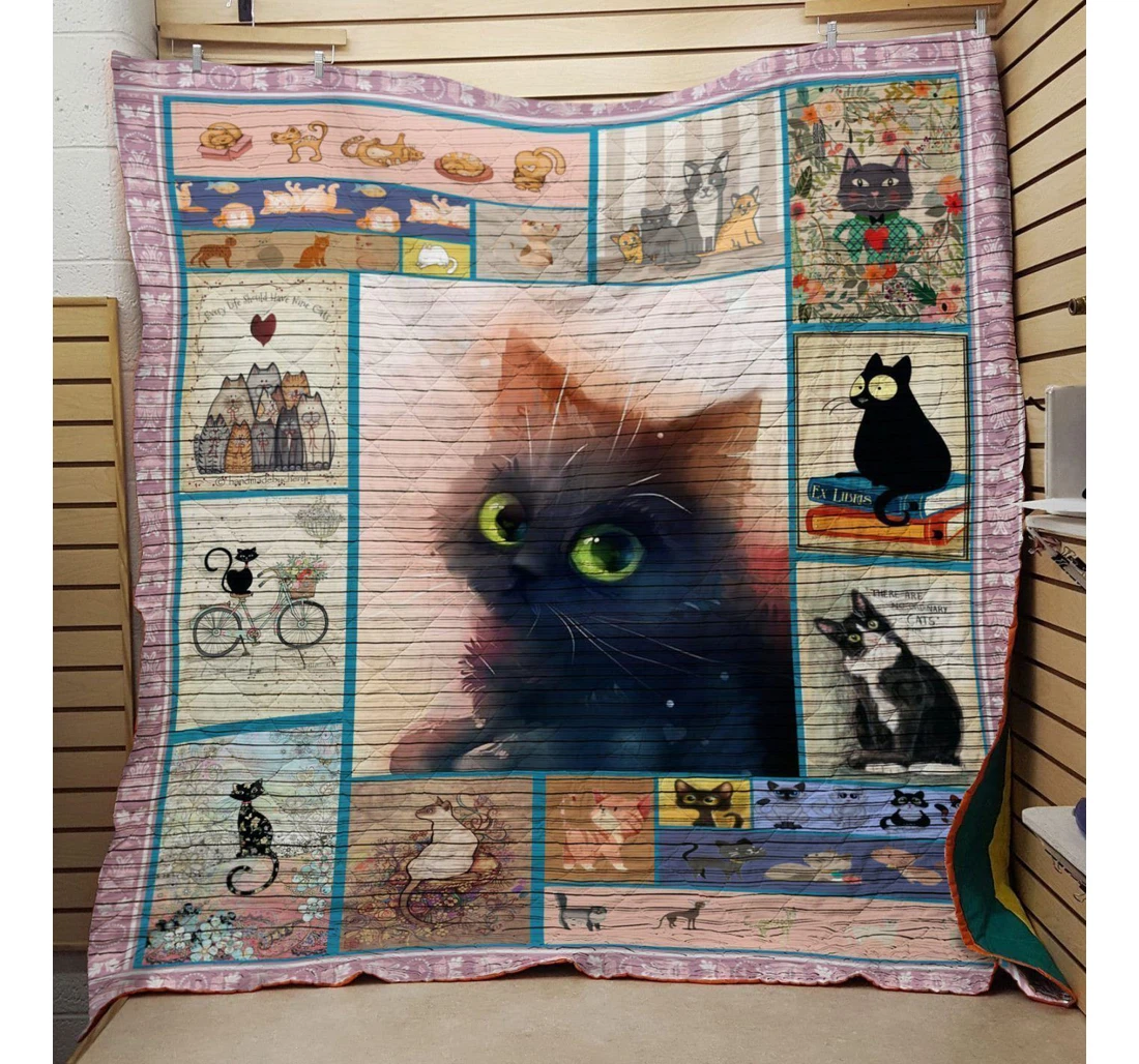 Throw Blanket, Quilt - Cat Cat With Moments Sherpa Fleece