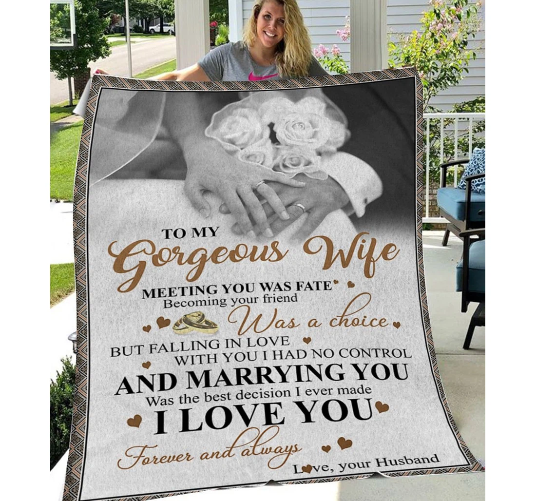 Throw Blanket, Quilt - Personalized To My Wife Family Marrying You Sherpa Fleece