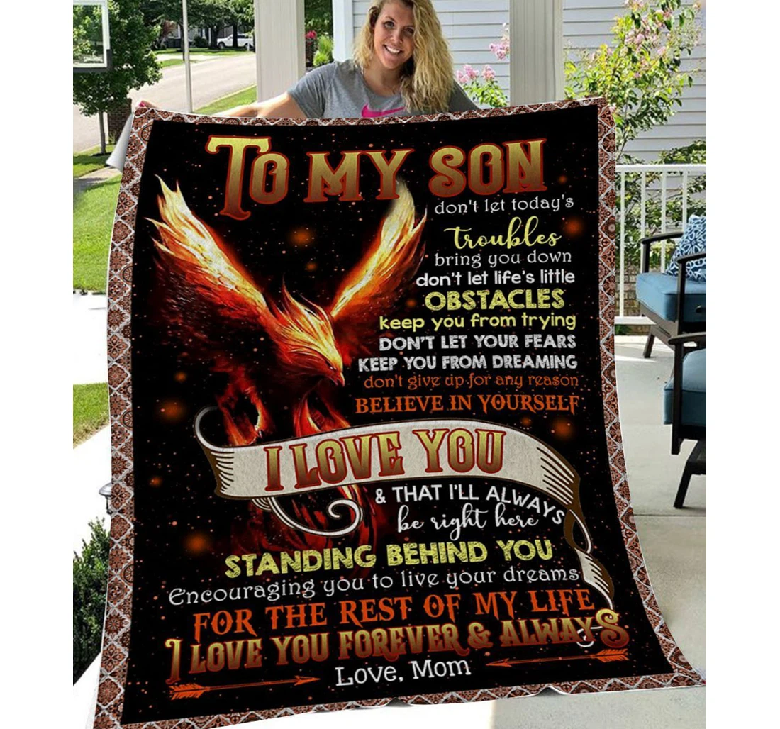 Throw Blanket, Quilt - Personalized To My Son Family Phoenix The Rest Of My Life Sherpa Fleece