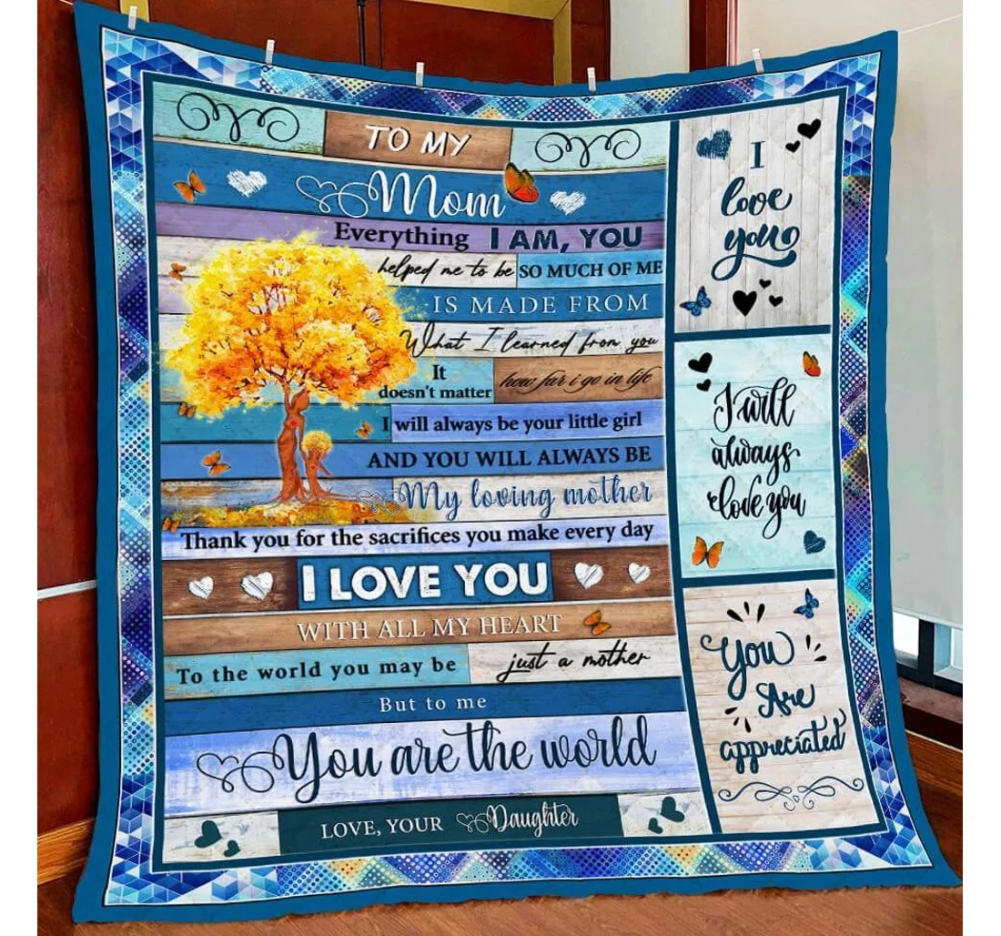 Throw Blanket, Quilt - To My Mom Family I Love You With All My Heart Sherpa Fleece