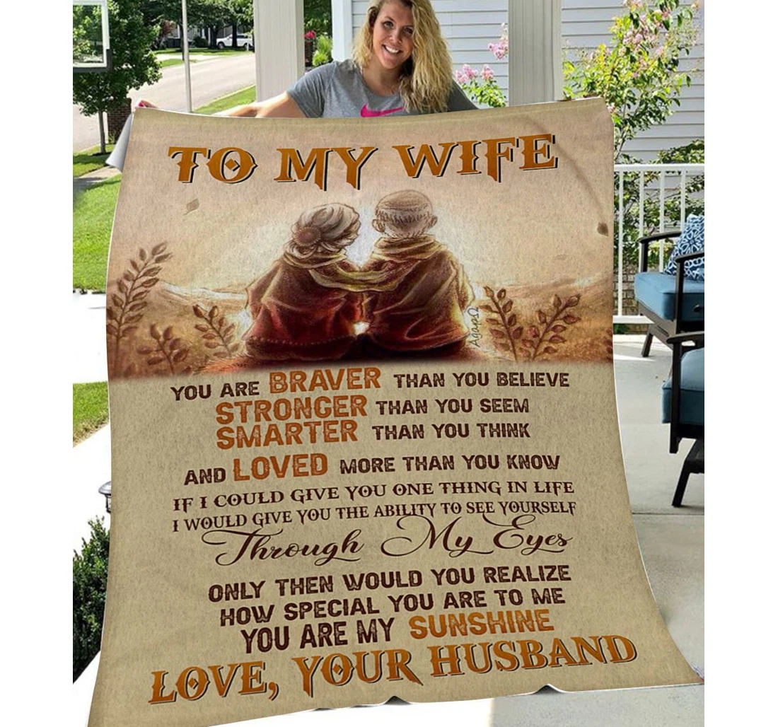 Throw Blanket, Quilt - Personalized To My Wife Family Through My Eyes Sherpa Fleece