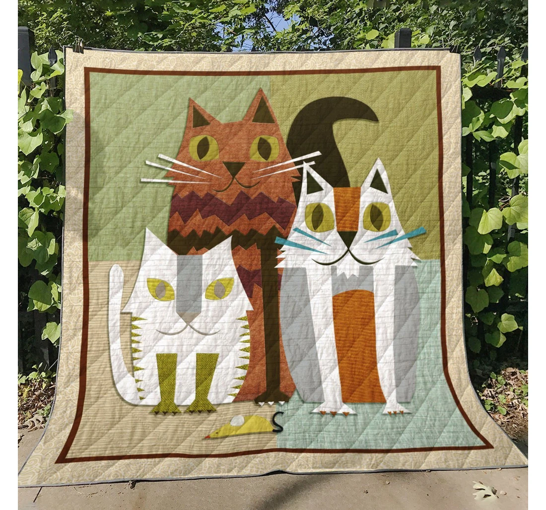 Throw Blanket, Quilt - Cat Cat Family Sherpa Fleece