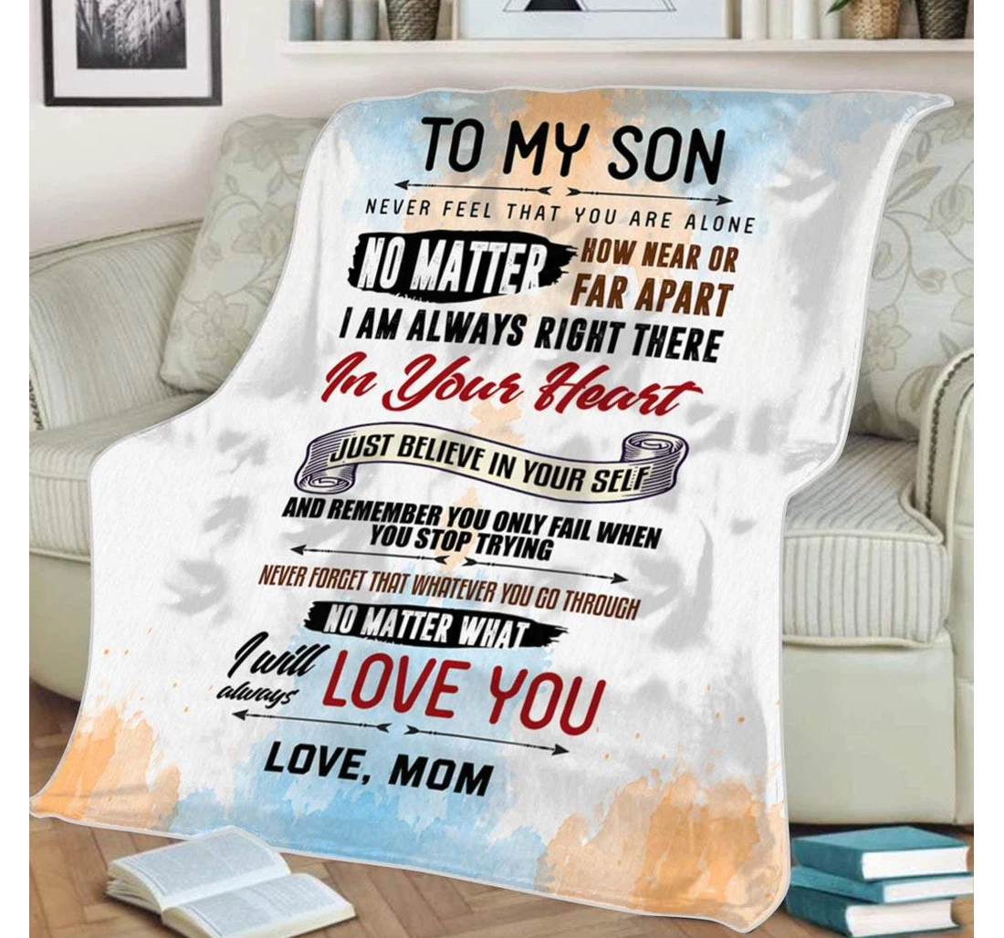 Throw Blanket, Quilt - To My Son Family Never Feel That You Are Alone Sherpa Fleece