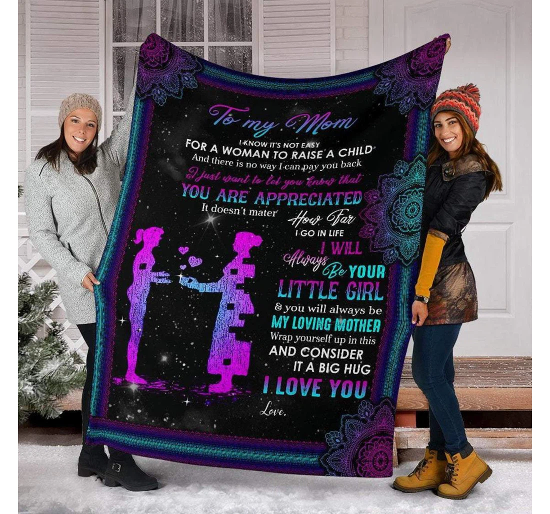 Throw Blanket, Quilt - To My Mom Family I Know It's Not Easy To Raise A Child Sherpa Fleece