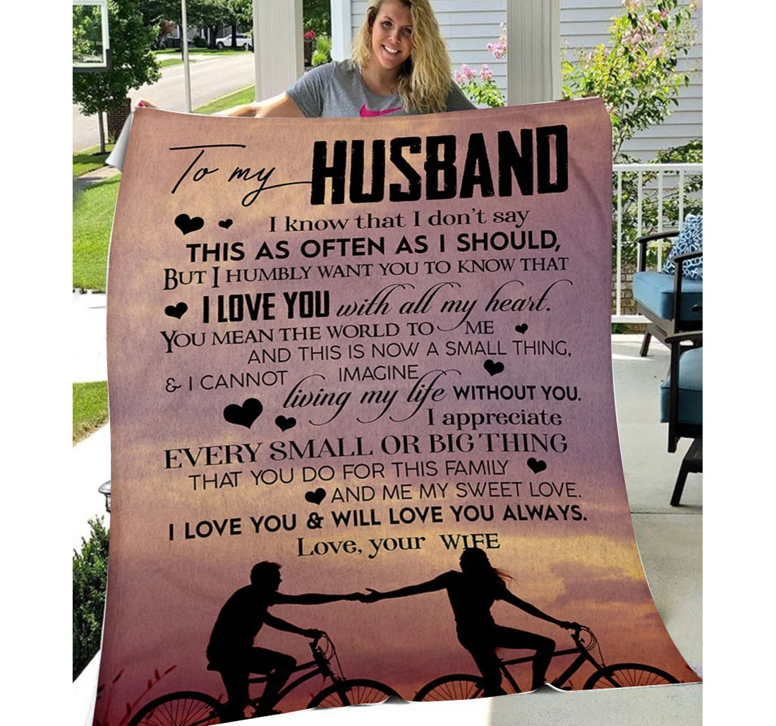 Throw Blanket, Quilt - Family To My Husband I Appreciate Every Small Or Big Thing Sherpa Fleece