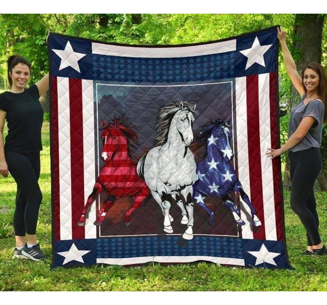 Throw Blanket, Quilt - Horse Legend American Horse Sherpa Fleece