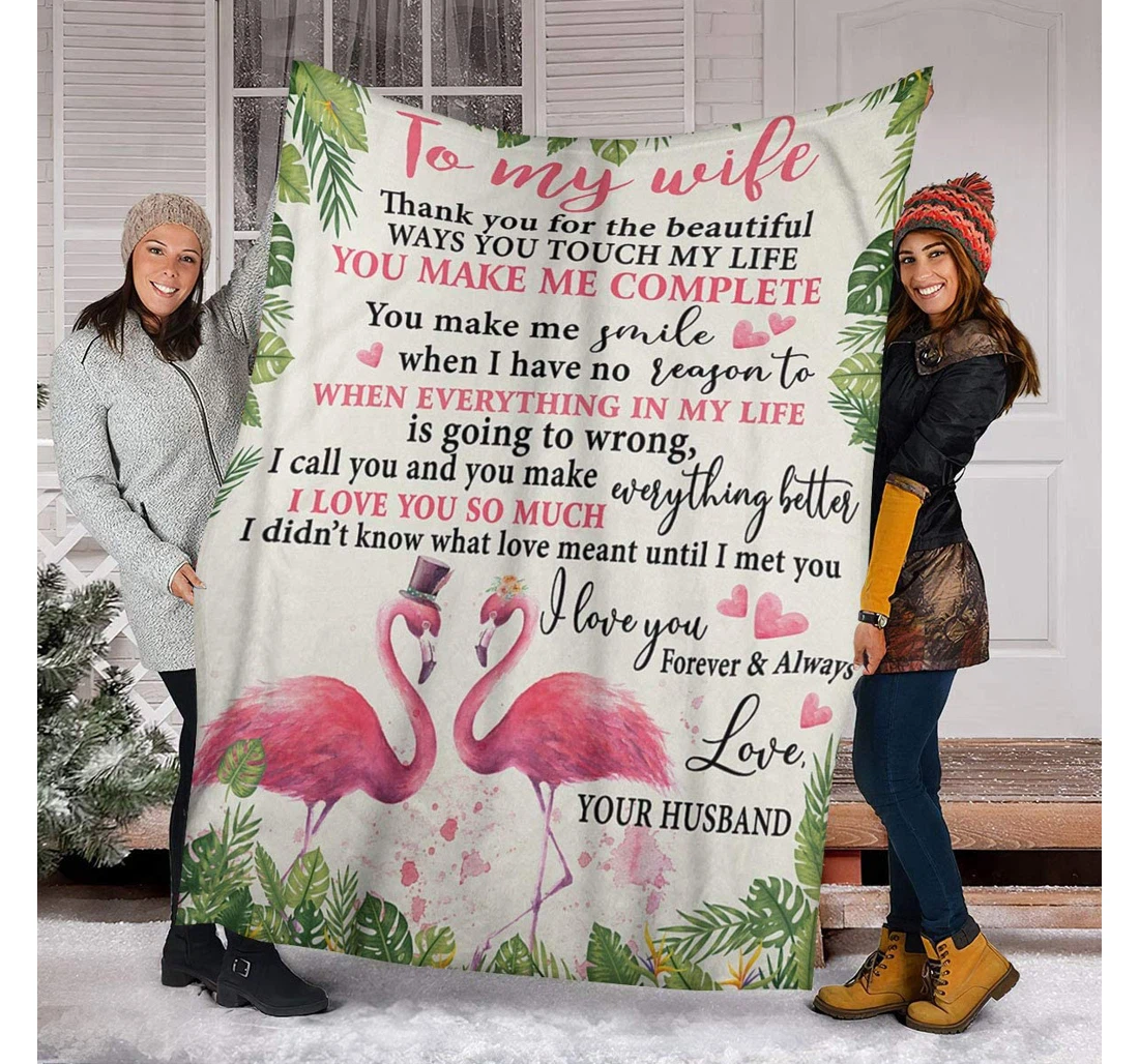 Throw Blanket, Quilt - To My Wife Family Thank You The Beautiful Way You Touch My Life Sherpa Fleece