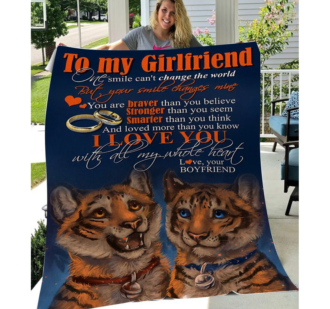 Throw Blanket, Quilt - Lbn Tiger To My Girlfriend I Love You Sherpa Fleece