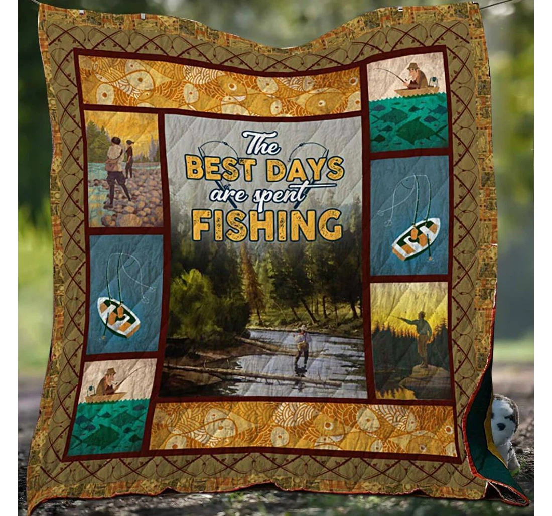 Throw Blanket, Quilt - Fishing The Best Days Are Spent Fishing Sherpa Fleece