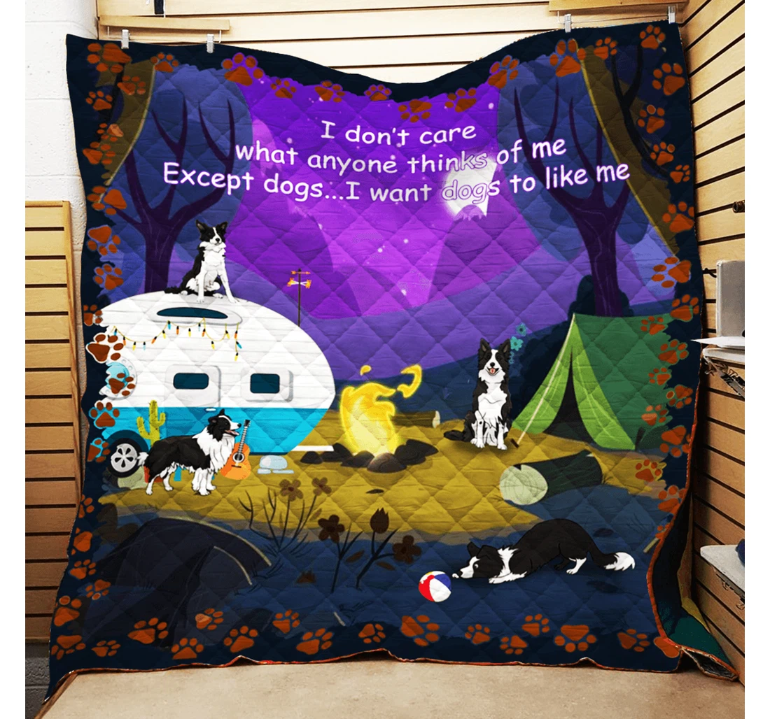 Throw Blanket, Quilt - Camping I Don't Care What Anyone Thinks Of Me Sherpa Fleece