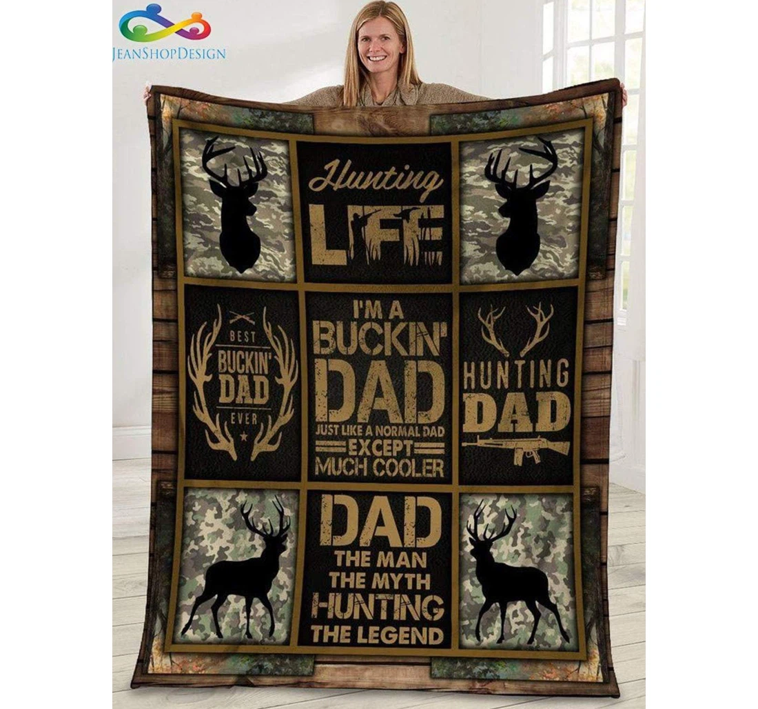 Throw Blanket, Quilt - Family I'm A Buckin' Dad Sherpa Fleece