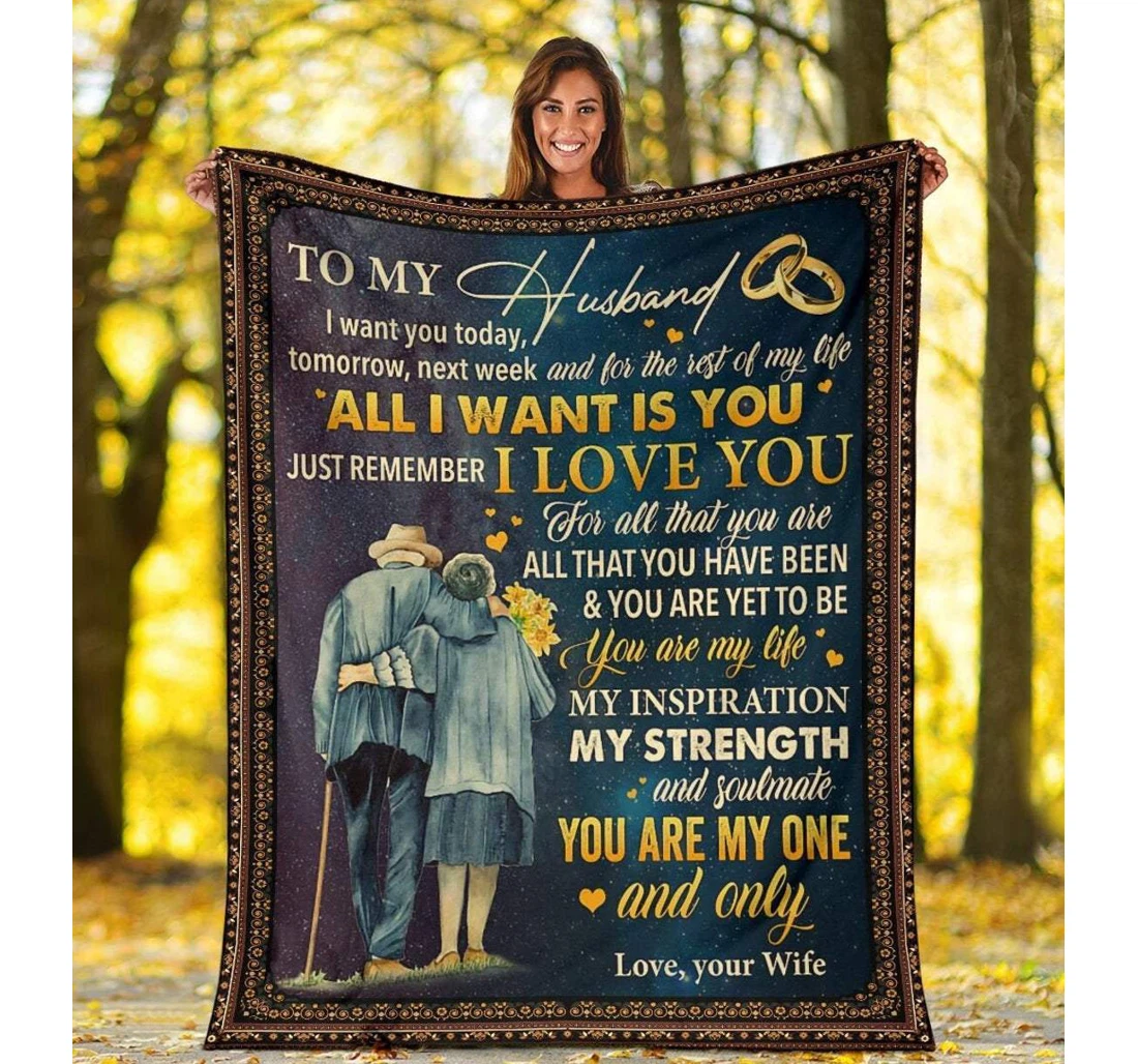 Throw Blanket, Quilt - Family To My Husband All I Want Is You Sherpa Fleece