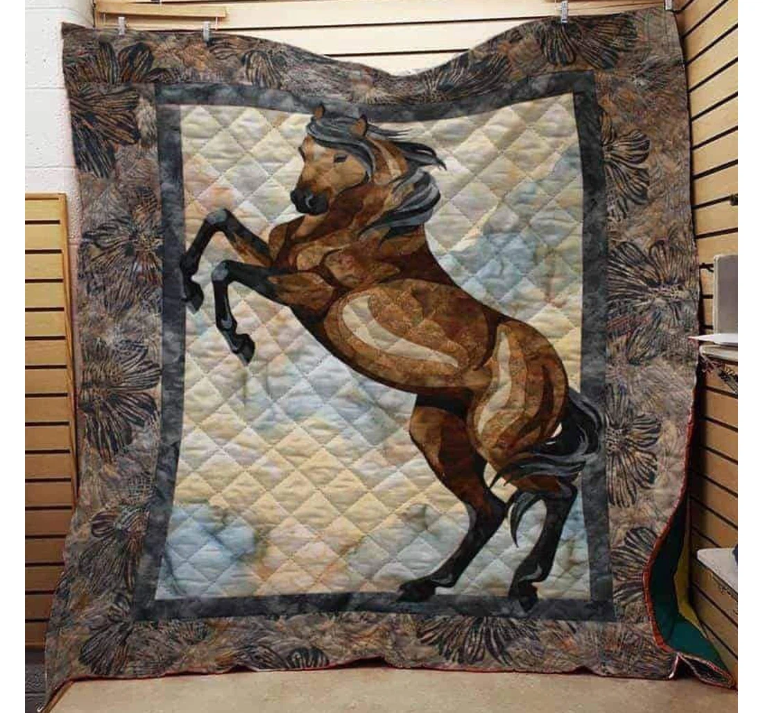 Throw Blanket, Quilt - Horse Horse In The Star Night Sherpa Fleece