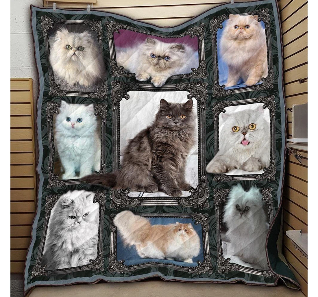 Throw Blanket, Quilt - Cat Persian Cat Sherpa Fleece