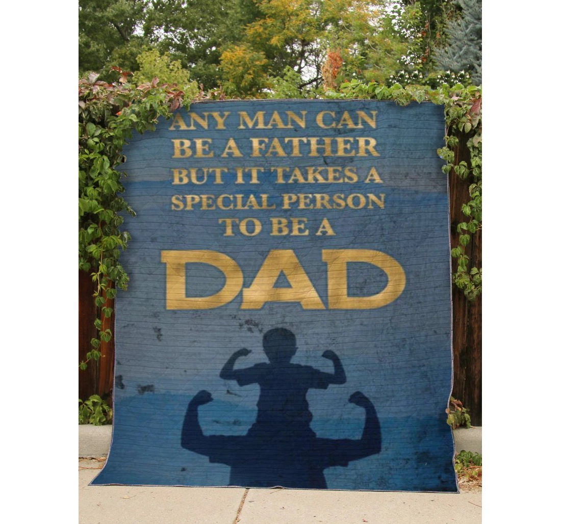 Throw Blanket, Quilt - Family It Takes A Special Person To Be A Dad Sherpa Fleece