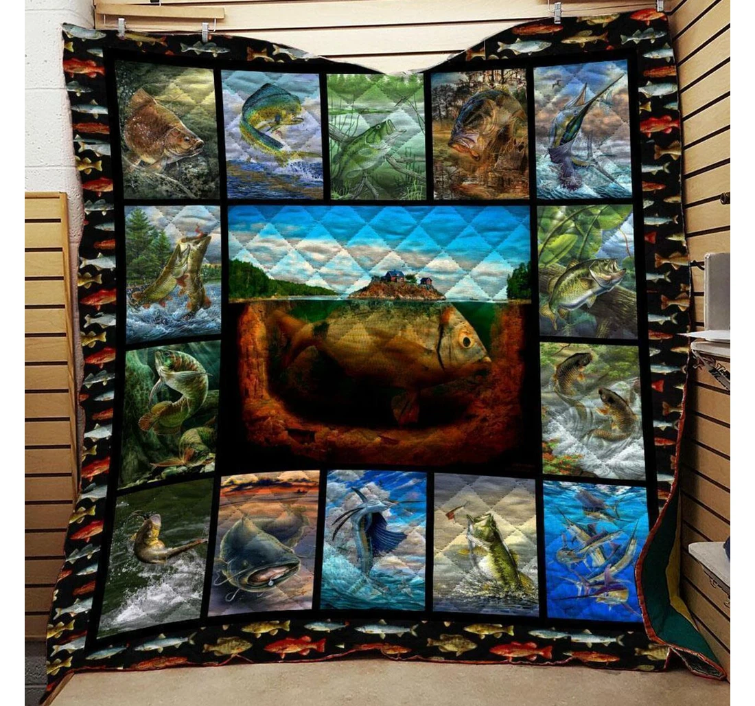 Throw Blanket, Quilt - Fishing Fishing Is Life Sherpa Fleece