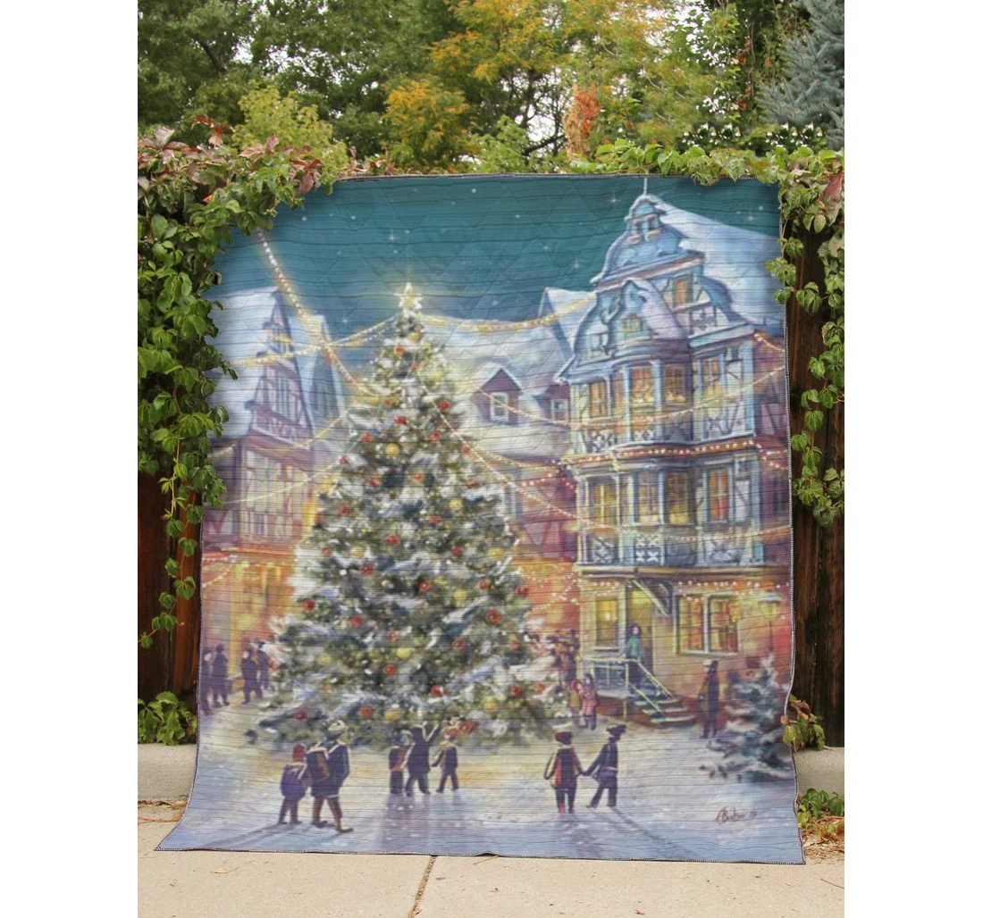 Throw Blanket, Quilt - Lbn - People Gathering And Watching Giant Tree Sherpa Fleece