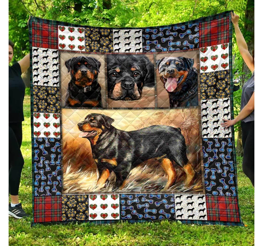 Throw Blanket, Quilt - Rottweiler Cute Rottweiler Dog Sherpa Fleece