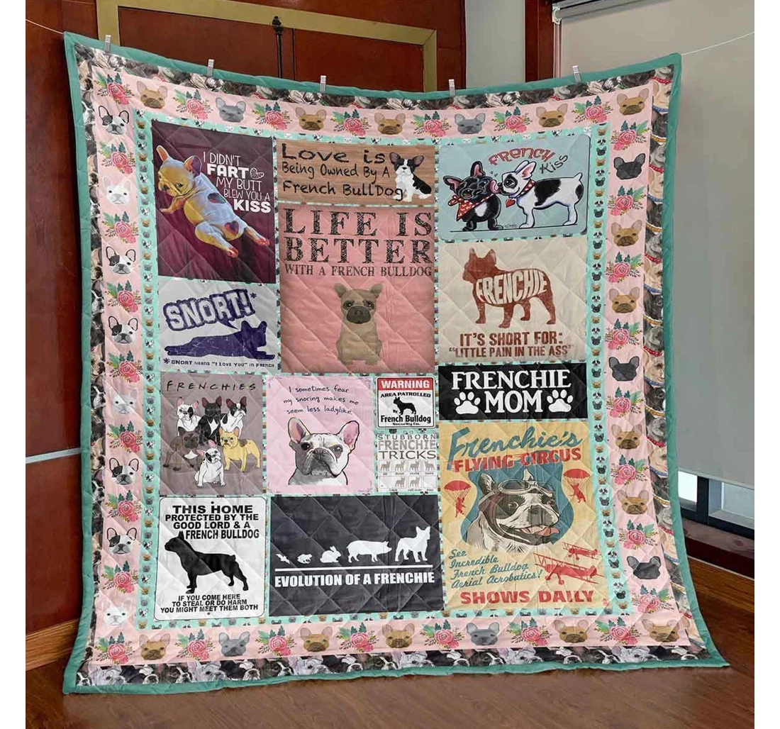 Throw Blanket, Quilt - French Bulldog Life Is Better Sherpa Fleece