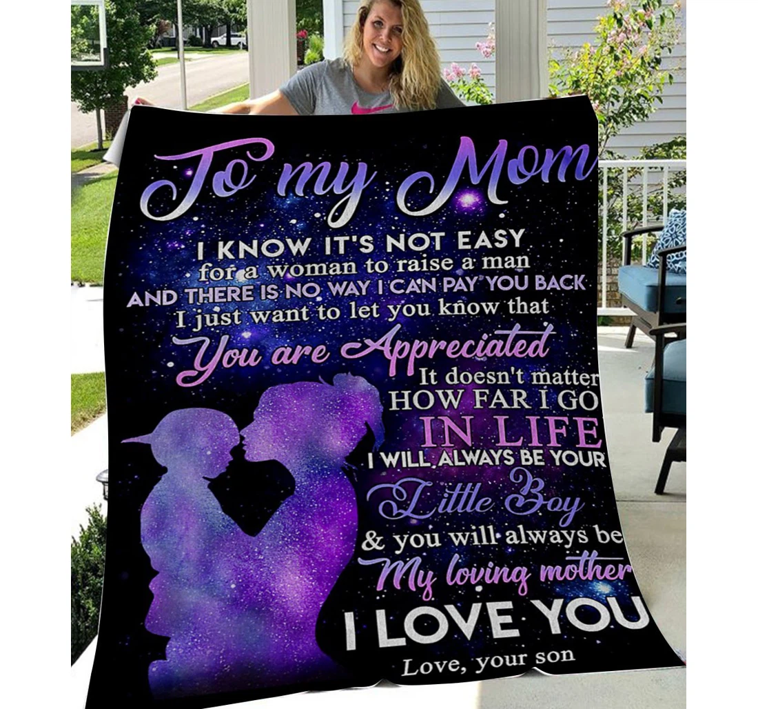 Throw Blanket, Quilt - Personalized To Mom Family Kiss Love Mom Sherpa Fleece