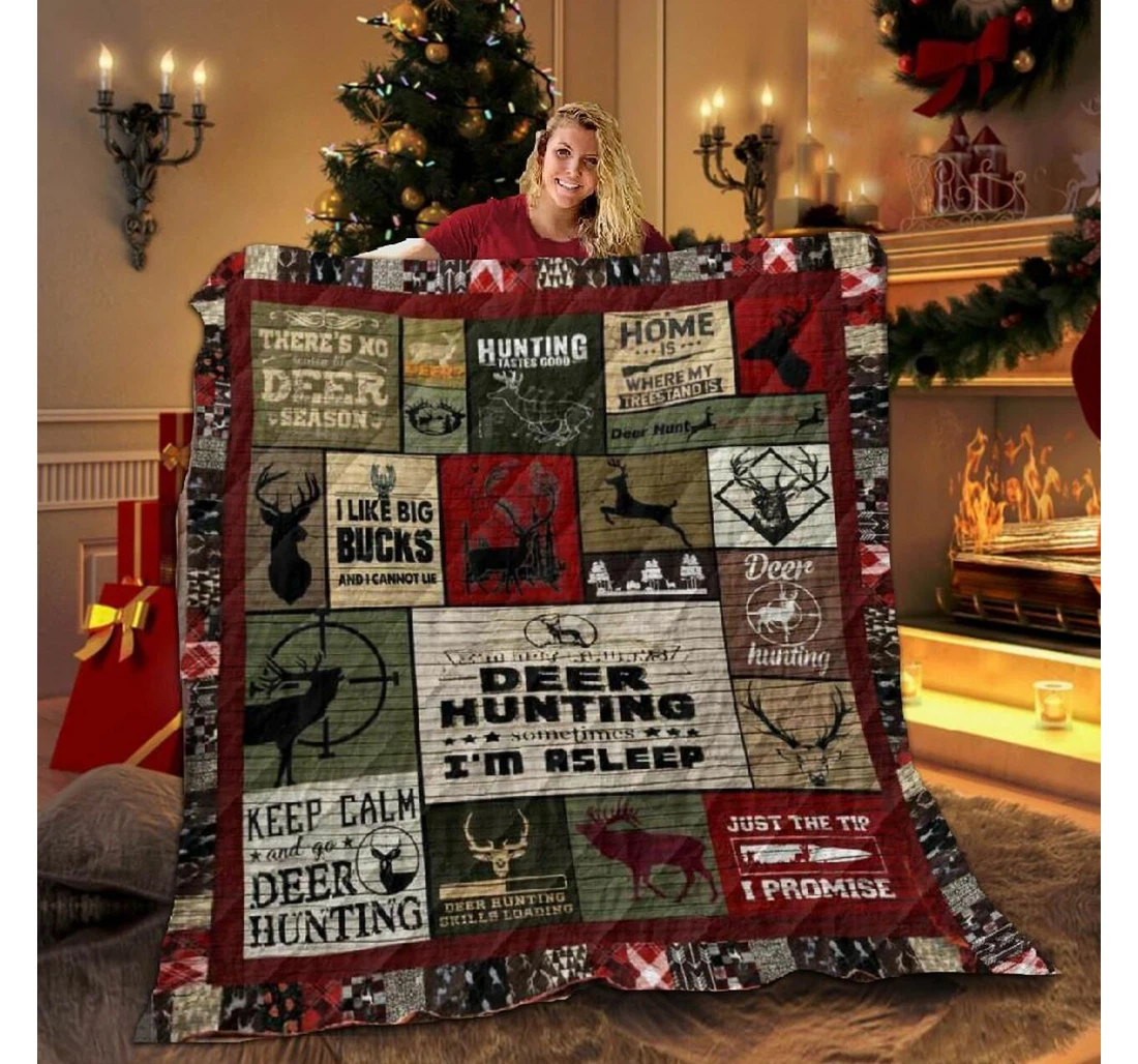 Throw Blanket, Quilt - Deer Hunting Sometimes I'm Asleep Sherpa Fleece