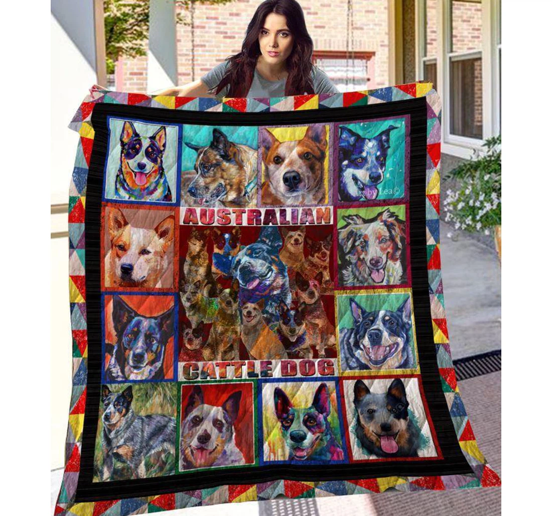 Throw Blanket, Quilt - Australian Cattle Love My Dog Sherpa Fleece