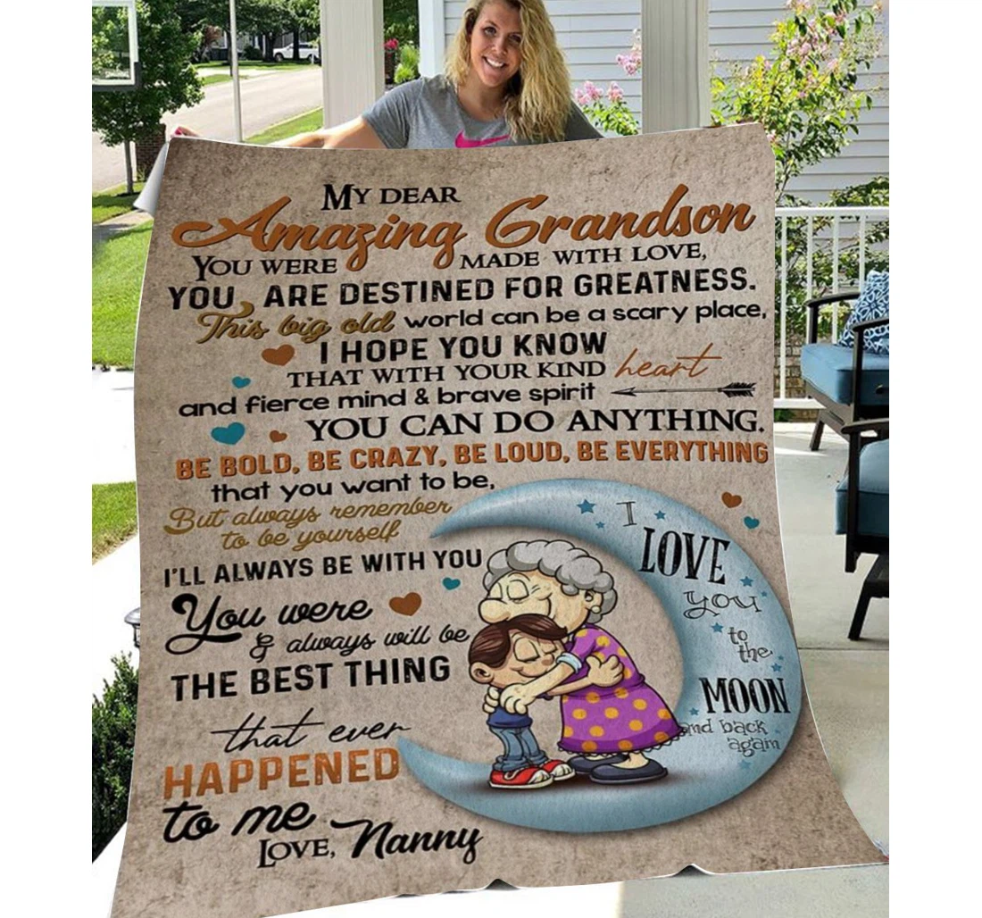 Throw Blanket, Quilt - Family To My Grandson You Can Do Anything Sherpa Fleece