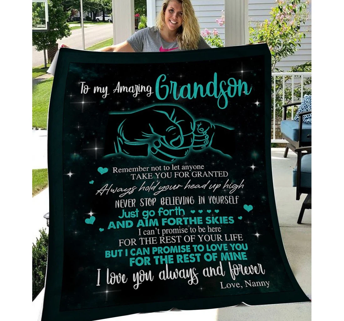 Throw Blanket, Quilt - Family To My Grandson I Love You Always And Forever Sherpa Fleece