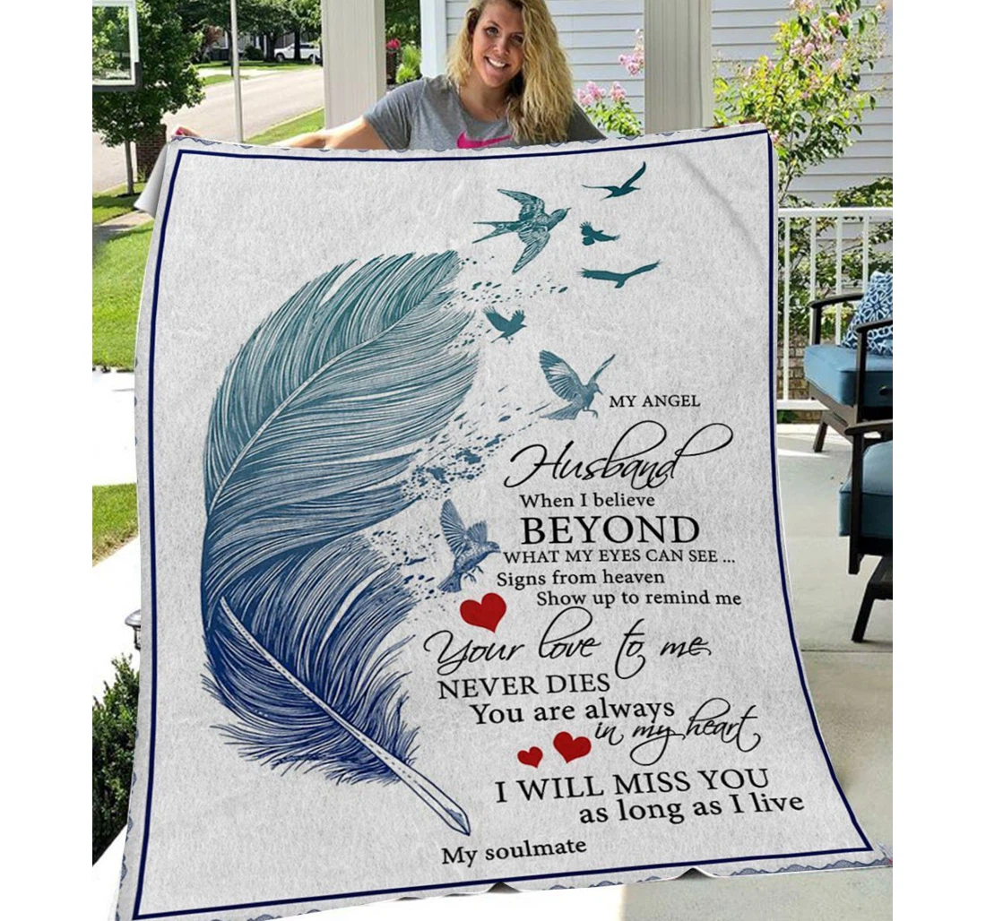 Throw Blanket, Quilt - Family To My Husband I Will Miss You As Long As I Live Sherpa Fleece