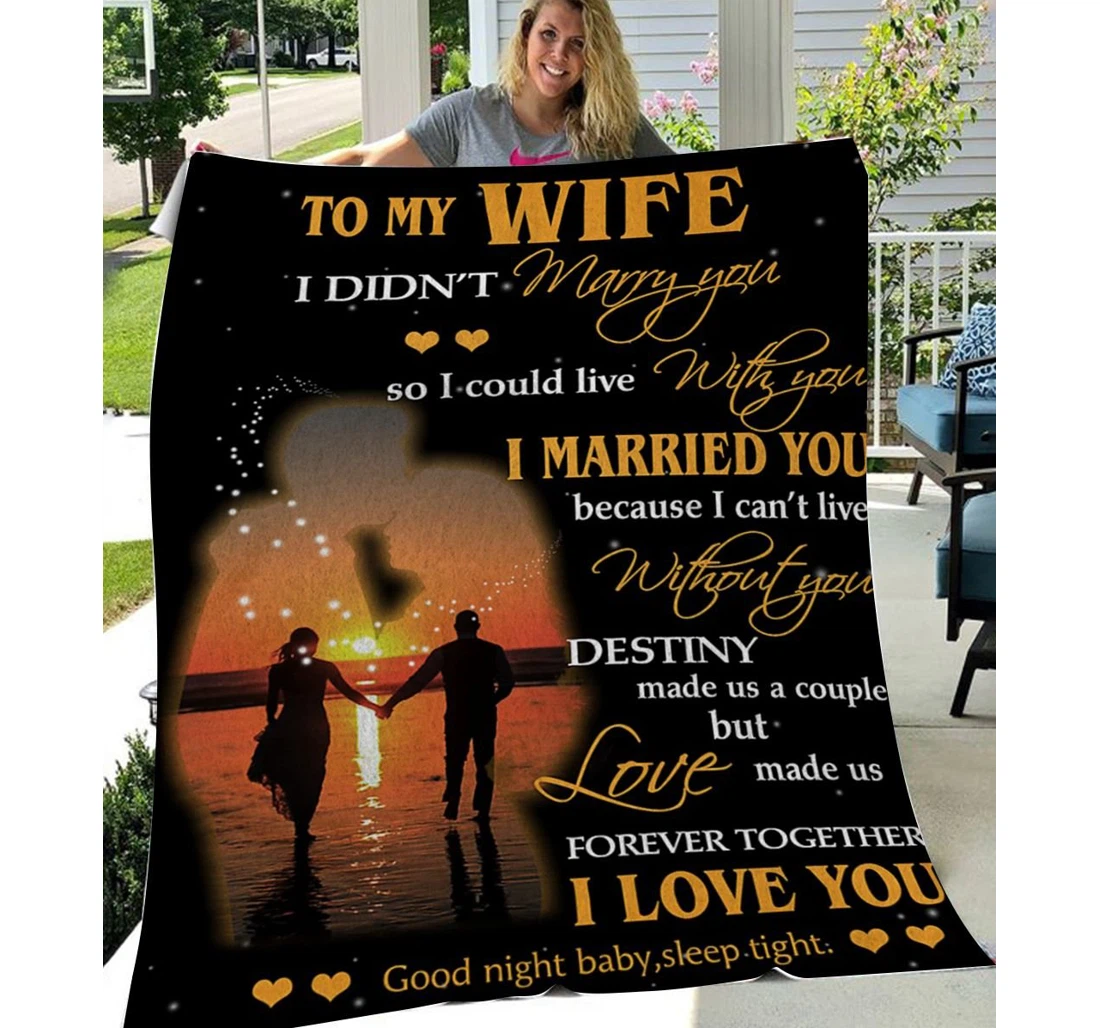 Throw Blanket, Quilt - Personalized To My Wife Family You Are My Destiny Sherpa Fleece